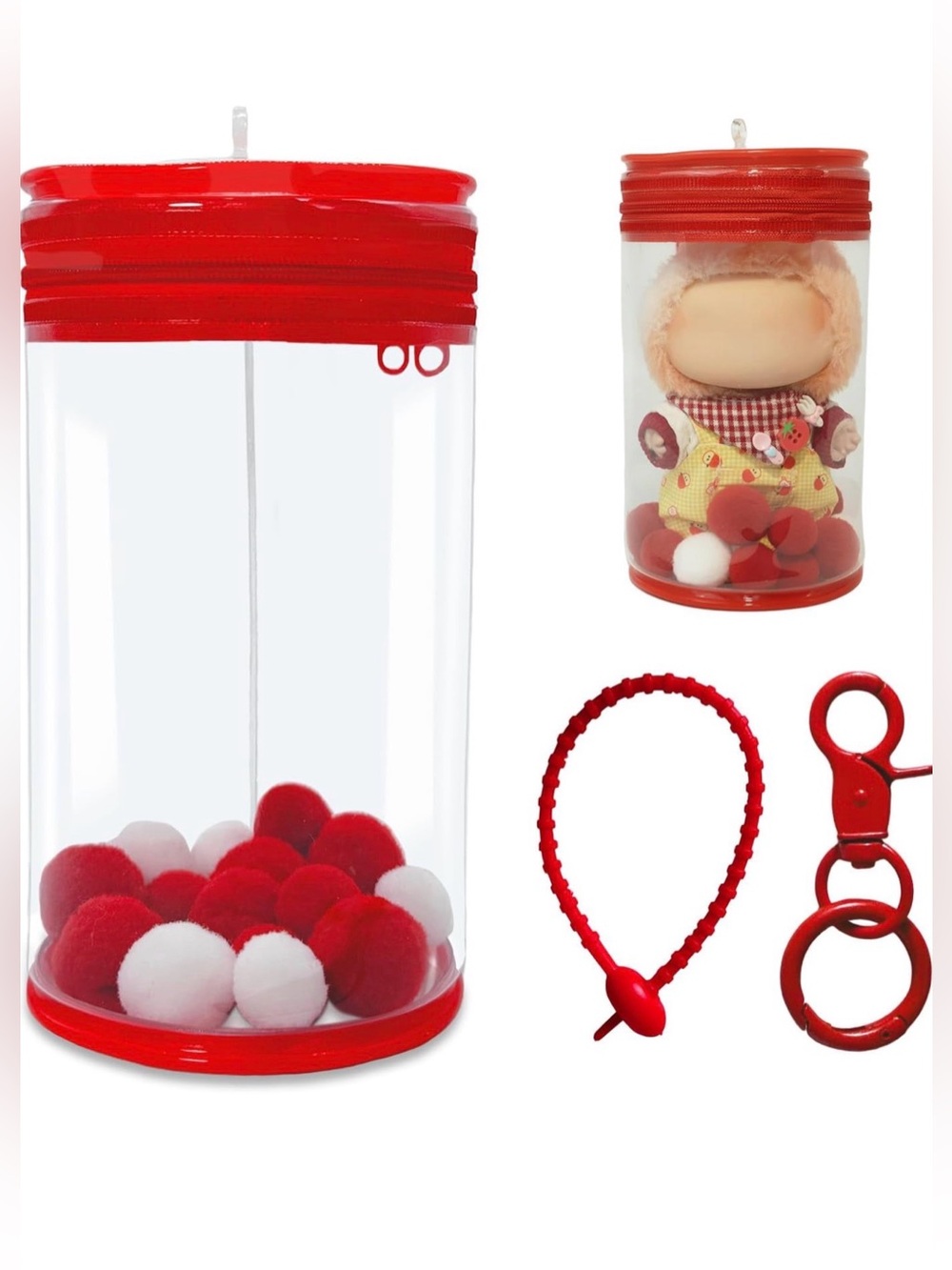 Protective Case Doll Display Bag Keychain Dustproof Waterproof Storage Zipper